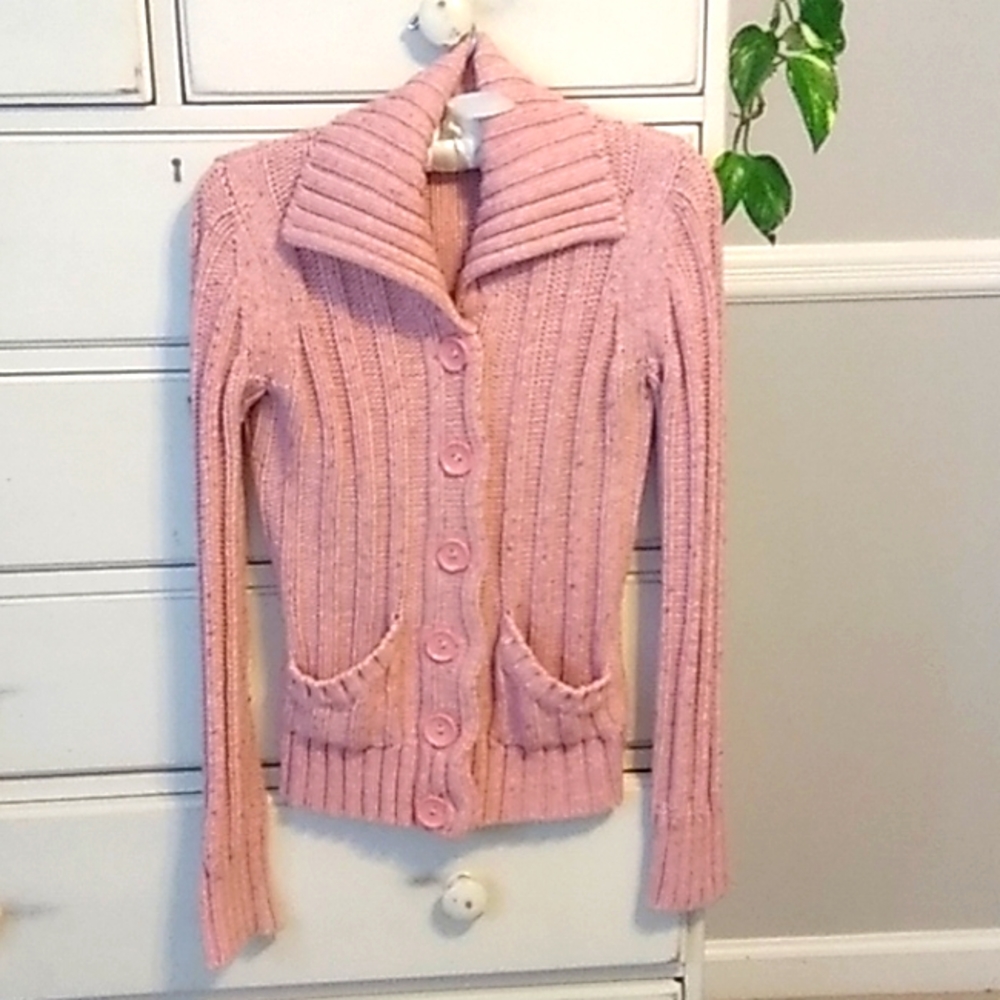 Pink Button Down Sweater